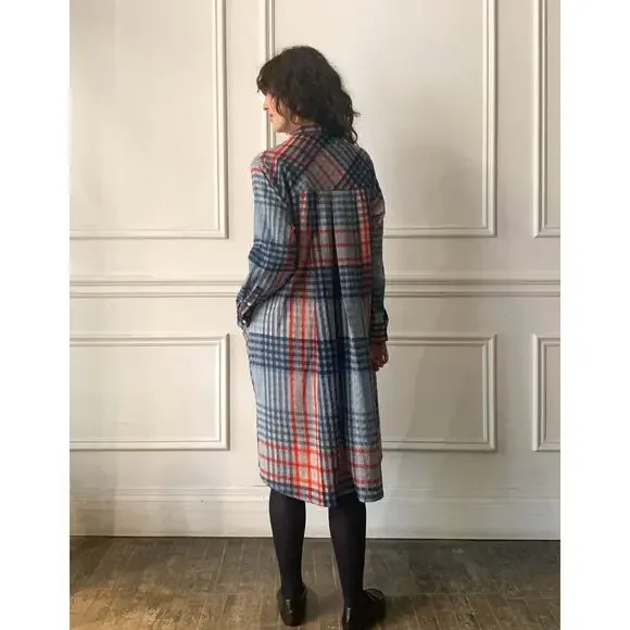 Mii au Musee Pixel Art Dress Womens XS Artsy Lagenlook Blue Red Wool India $480 - Picture 3 of 9